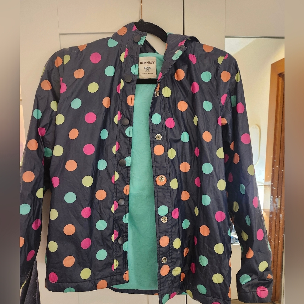 Old Navy Kids Colorful Polka Dot Raincoat XL
